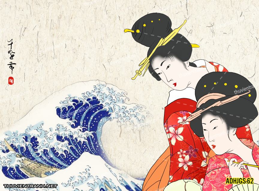 Tranh dán tường Cô gái  Nhật Bản mặc kimono, tranh minh họa cô gái Nhật Bản xưa -ADHJGS-62 - Kết quả tìm kiếm tranh tường
